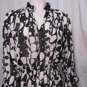 NICOLA - TRANSPARENT BLOUSE FOR WOMEN SIZE S - BLACK AND WHITE COLOR